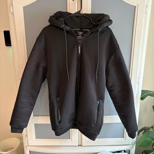 Akademiks Sherpa Lined Hoodie Jacket Black Zip Up Men’s Large